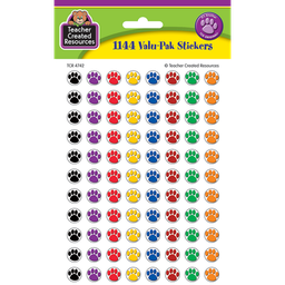 [TCR4742] COLORFUL PAW PRINTS Mini Stickers Value Pack (0.375&quot;-1cm)(1144/pkg)