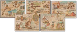 [CDX410014] Ancient Civilization &amp; Cultures Bulletin Board Set (5charts 24&quot;x17&quot;) (61cm x 43.1cm) 6charts 8.5&quot;x11&quot;) (21.5cmx 28cm) 10ft long x 17&quot;(3cmx 43.1cm)