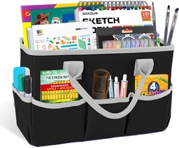 [X003390RH3] Teacher Helper Tote Bag/Desktop Tote (13.6x5.7x8.7 inches)(34.5cm x 14.5cm x 22cm) BLACK/GRAY