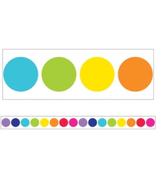 [CD108342] STARS RAINBOW BIG DOTS STRAIGHT BORDERS SCHOOL GIRL STYLE, 12strips 3'x36'(0.9mx10.9m)