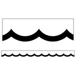 [CD108357] BLACK &amp; WHITE WAVY SCALLOPED BORDER  13 border strips, each(3'x2.25&quot;)(0.9mx5.7cm), total length 39'(11.8m)