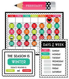 [CD110499] Black White &amp; Stylish Bright Calendar BB Set 1Calendar Chart 17&quot;x23&quot;(43cmx 58.4cm) Days of the week chart ,weather/Season (89pcs)