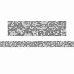 [TCR7178] Classroom Cottage Gray Floral Straight Border (12pcs)(3''x35")(7.6cmx88cm)